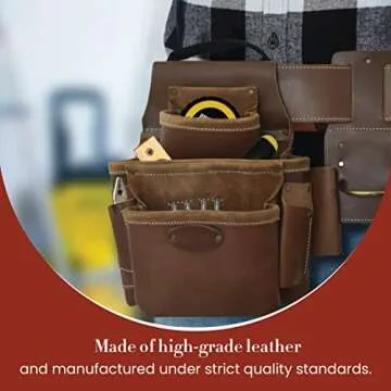 Style n Craft Leather Framer's Tool Belt Combo - 4 Piece Set for Men - Full-Grain Leather with 17 Pockets, Tape Holder & Hammer Loop - Heavy Duty Nylon Stitch - Ideal Carpenter's Tool Belt
