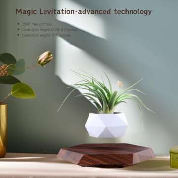 MOOCCI Floating Plant Pot Magnetic Levitating Plant Pot for Succulents, Air Bonsai and Fake Flowers ...
