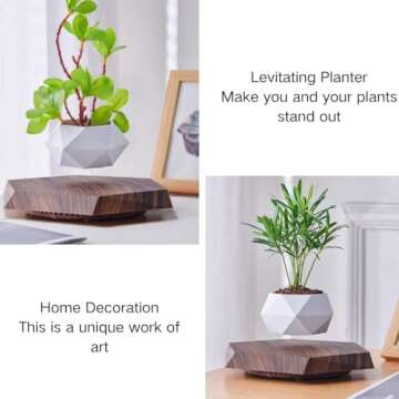MOOCCI Floating Plant Pot Magnetic Levitating Plant Pot for Succulents, Air Bonsai and Fake Flowers and Plants, Unique Decor for Home, Office and Desk (Brown)