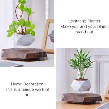 MOOCCI Floating Plant Pot Magnetic Levitating Plant Pot for Succulents, Air Bonsai and Fake Flowers and Plants, Unique Decor for Home, Office and Desk (Brown)