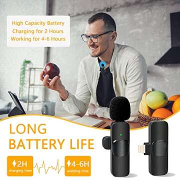 Tofune Wireless Lavalier Lapel Microphone for iPhone iPad Professional Wireless Clip Mic - Cordless Omnidirectional Condenser Recording Mic for Interview Video Podcast Vlog YouTube