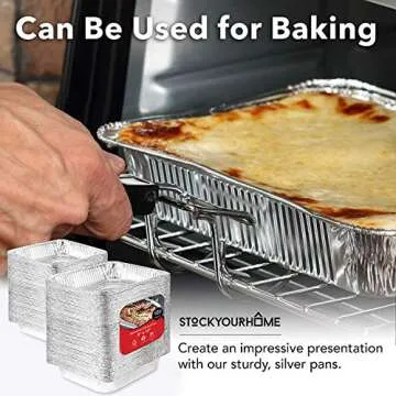 Aluminum Pans 9x13 Disposable Foil Baking Pans (100 Pack) - Half Size Steam Table Deep Pans - Tin Foil Pans Great for Cooking, Heating, Storing, Prepping Food
