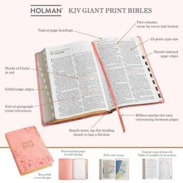 KJV Giant Print Holy Bible Soft Pink LeatherTouch with Features