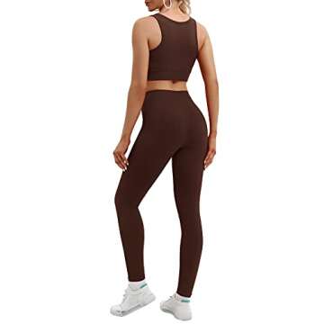 IUGA Workout Sets for Women 2 Piece Workout Outfits Women Workout Leggings with Ribbed Crop Top Yoga Gym Activewear Set