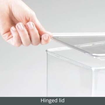 mDesign Plastic Stackable Toy Storage Bin Container Box, Hinge Lid for Organizing Living Room, Play Room, Bedroom, Nursery, Hold Blocks, Puzzles, Books, Lumiere Collection, 2 Pack - Clear