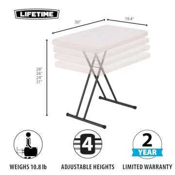 Lifetime 28240 Adjustable Folding Laptop Table for Versatile Use