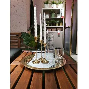 PNAVMG Gold Candlestick Holders Taper Candle Holder - Set of 3 Pcs Brass Gold Candle Stick Holder Centerpieces Decorations for Table, Mantel, Wedding, Dinning, Party(Candles not Include)