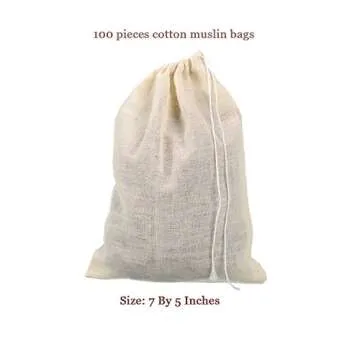 Pangda 100 Drawstring Muslin Bags for Gifts and Supplies