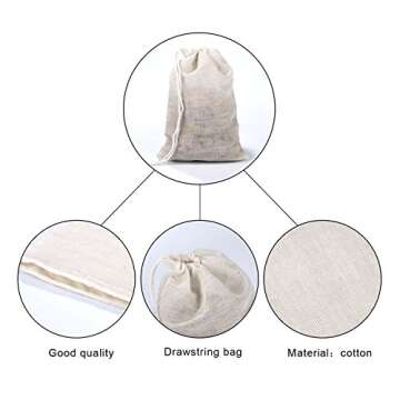 Pangda 100 Drawstring Muslin Bags for Gifts and Supplies