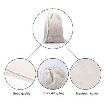 Pangda 100 Drawstring Muslin Bags for Gifts and Supplies
