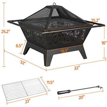 Yaheetech 32in Outdoor Fire Pit for Cozy Evenings