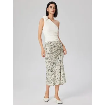 CIDER Elegant Asymmetrical Rosette Ruched Crop Top