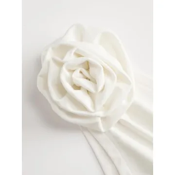 CIDER Elegant Asymmetrical Rosette Ruched Crop Top