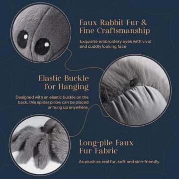 Phantoscope Spooky Fluffy Spider Pillow for Halloween