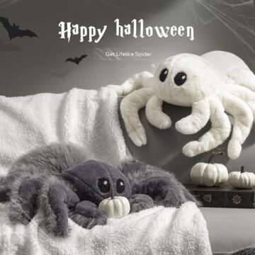 Phantoscope Spooky Fluffy Spider Pillow for Halloween
