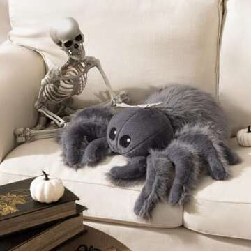 Phantoscope Spooky Fluffy Spider Pillow for Halloween