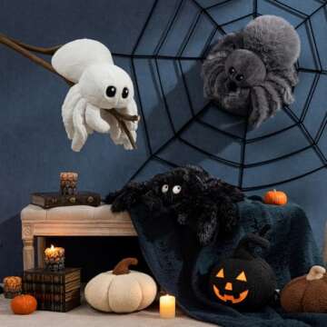 Phantoscope Spooky Fluffy Spider Pillow for Halloween