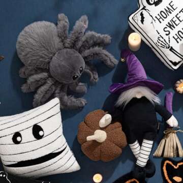 Phantoscope Spooky Fluffy Spider Pillow for Halloween