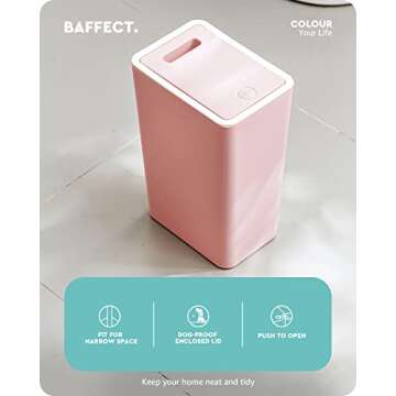 Baffect Small Trash Can with Lid - Stylish Waste Basket for Any Space
