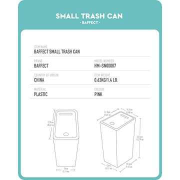 Stylish Baffect Small Trash Can with Lid for Every Space
