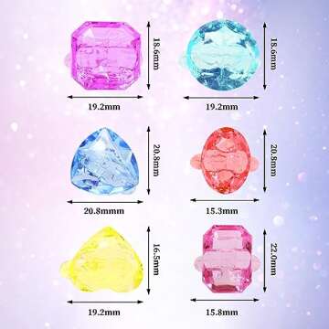 100 Pcs Gem Rings Toys for Kids, Bulk Toys Diamond Ring Party Favors for Boys Girls Toddlers, Colorf...