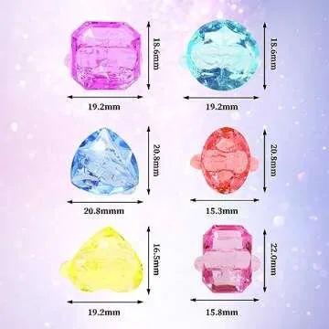 100 Pcs Gem Rings Toys for Kids, Bulk Toys Diamond Ring Party Favors for Boys Girls Toddlers, Colorf...