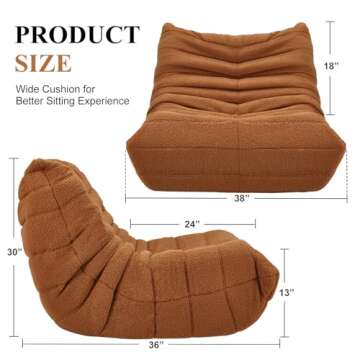 Cansunna Bean Bag Chair Sofa Sack Big Beanbag Chair for Adults Fireside Bean Bag Lounger Memory Foam...