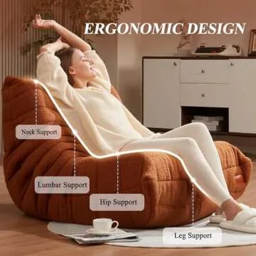 Cansunna Bean Bag Chair Sofa Sack Big Beanbag Chair for Adults Fireside Bean Bag Lounger Memory Foam Chair for Home, Apartment or Gaming Venue (BROWNTEDDY)