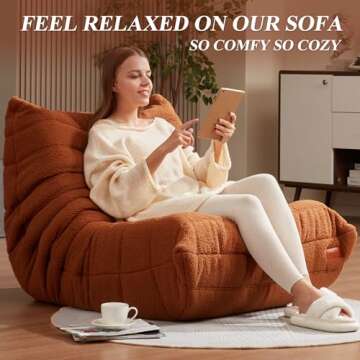 Cansunna Bean Bag Chair Sofa Sack Big Beanbag Chair for Adults Fireside Bean Bag Lounger Memory Foam Chair for Home, Apartment or Gaming Venue (BROWNTEDDY)