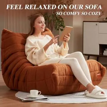 Cansunna Bean Bag Chair Sofa Sack Big Beanbag Chair for Adults Fireside Bean Bag Lounger Memory Foam Chair for Home, Apartment or Gaming Venue (BROWNTEDDY)