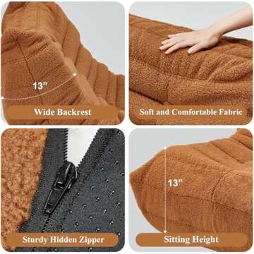 Cansunna Bean Bag Chair Sofa Sack Big Beanbag Chair for Adults Fireside Bean Bag Lounger Memory Foam Chair for Home, Apartment or Gaming Venue (BROWNTEDDY)