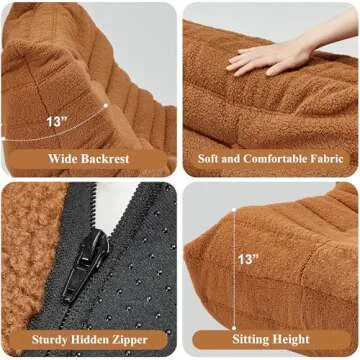 Cansunna Bean Bag Chair Sofa Sack Big Beanbag Chair for Adults Fireside Bean Bag Lounger Memory Foam Chair for Home, Apartment or Gaming Venue (BROWNTEDDY)