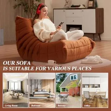 Cansunna Bean Bag Chair Sofa Sack Big Beanbag Chair for Adults Fireside Bean Bag Lounger Memory Foam Chair for Home, Apartment or Gaming Venue (BROWNTEDDY)