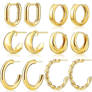 Stunning Gold Hoop Earrings Set for Women – Hypoallergenic & Lightweight