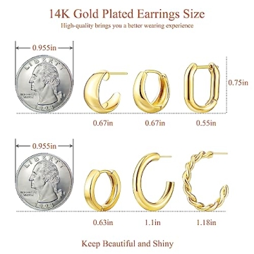 Elegant Gold Hoop Earrings Set for Women Hypoallergenic