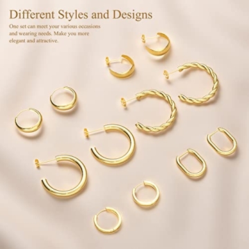 Elegant Gold Hoop Earrings Set for Women Hypoallergenic