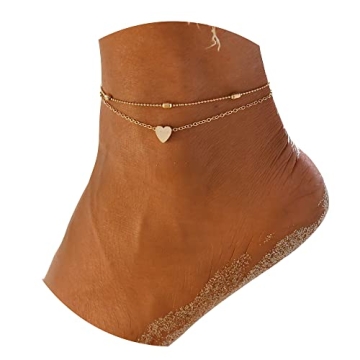 Fesciory Heart Anklet Set - Adjustable Layered Jewelry