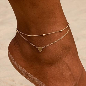 Fesciory Heart Anklet Set - Adjustable Layered Jewelry
