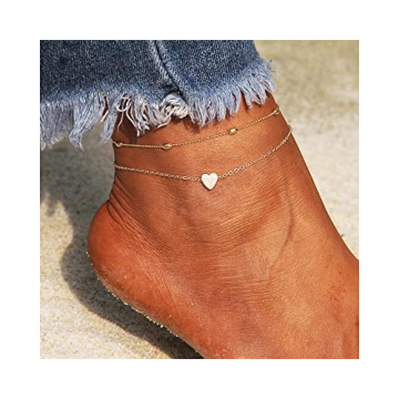 Fesciory Heart Anklet Set - Adjustable Layered Jewelry