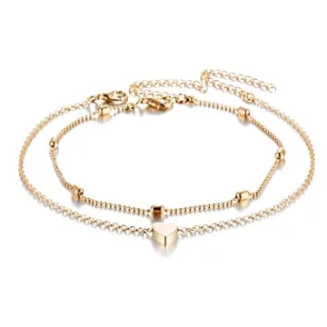 Fesciory Heart Anklet Set - Adjustable Layered Jewelry