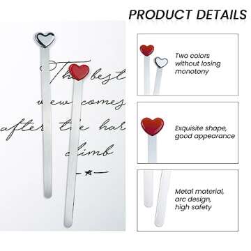 6pcs Metal Heart Shaped Bookmark, Cute Bookmarks, Book Markers for Reading Metal Bookmark for Book Lover Gift Bookmarks for Women Girls. (Silver, Red)