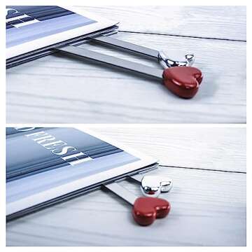 6pcs Metal Heart Shaped Bookmark, Cute Bookmarks, Book Markers for Reading Metal Bookmark for Book Lover Gift Bookmarks for Women Girls. (Silver, Red)