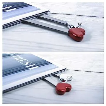 6pcs Metal Heart Shaped Bookmark, Cute Bookmarks, Book Markers for Reading Metal Bookmark for Book Lover Gift Bookmarks for Women Girls. (Silver, Red)