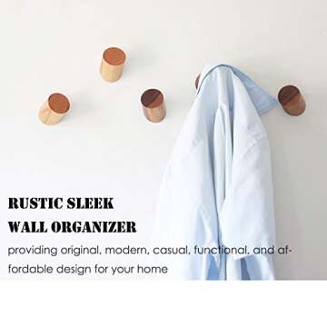 Felidio Wall Hooks, Natural Wood Coat Hooks Wall Mounted (2 Pack) - Rustic Wall Coat Rack Hat Hooks Robe Hook Entryway Wall Hangers Heavy Duty Hooks for Hanging Towels (Beech Wood)