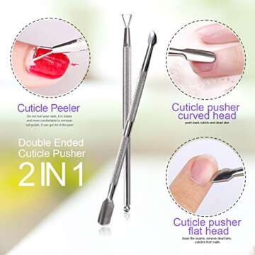 Teenitor Gel Nail Polish Remover Tools Kit, Nail Clips For Polish Removal, Nail Remover Pads Cuticle Peeler Nail File Buffer Nail Brushes, Nail Soak Off Clips For Hands and Toes Purple