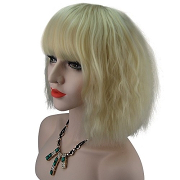 eNilecor Short Fluffy Bob Kinky Straight Hair Wigs with Bangs Synthetic Heat Resistant Women Fashion...