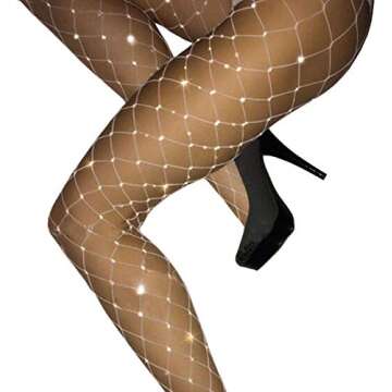 Betteraim Women's Rhinestone Fishnet Tights Sparkle Fishnet Stockings Carnival Glitter Tights (as1, ...