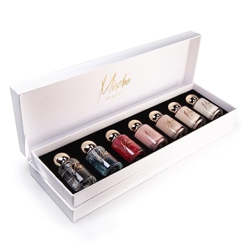 mischo Beauty Nail Lacquer Gift Set, Oprah’s Favorite Things 2021, Red, Peach Pink, Beige, Nude, W...