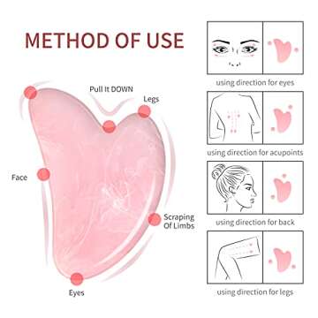 2pcs Gua Sha Massage Tool, GuaSha Tool for Face, Gua Sha Facial Tools, Gua Sha Tool Resin Heart Shape for Physical and SPA Acupuncture Therapy, Scraping Facial for Face Neck Eye Body Massage (Pink)