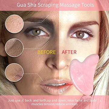 2pcs Gua Sha Massage Tool, GuaSha Tool for Face, Gua Sha Facial Tools, Gua Sha Tool Resin Heart Shape for Physical and SPA Acupuncture Therapy, Scraping Facial for Face Neck Eye Body Massage (Pink)